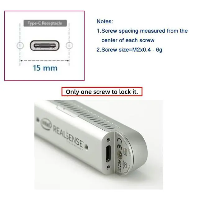 Alt view image 6 of 7 - USB 3.1 Type-C Male Single Screw to Single Thumbscrew Locking USB-C Horizontal 90 Degree Left Right Angled 10Gbps Data Cable Panel Mount Type 3ft (100cm)