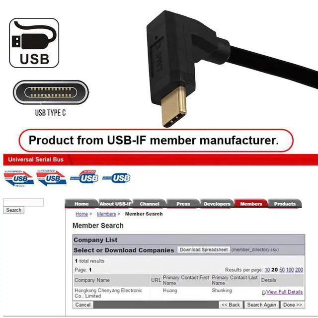 Alt view image 6 of 7 - USB3.1 Type-C Male to USB-C Male Vertical 90 Degree Up Down Angled Connector 10Gbps Data 4K Video 65W Power Cable 3ft (100cm)