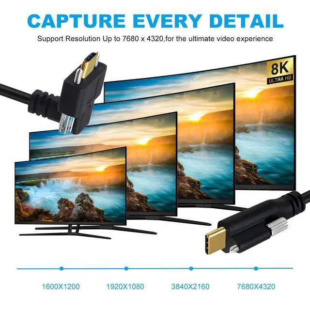 Alt view image 4 of 7 - USB 3.1 Type-C Male Single Screw to Dual Thumbscrew Locking USB-C Up Down Angled 90 Degree 10Gbps Data Cable Panel Mount Type 3ft (100cm)
