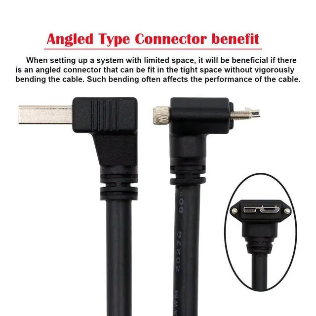 Alt view image 7 of 7 - Micro-B USB3.0 Plug Down Angled Locking Screw to Down Angled 90 Degree USB 3.0 A Male Panel Cable 25cm Compatible with Vision Industrial Camera Computer