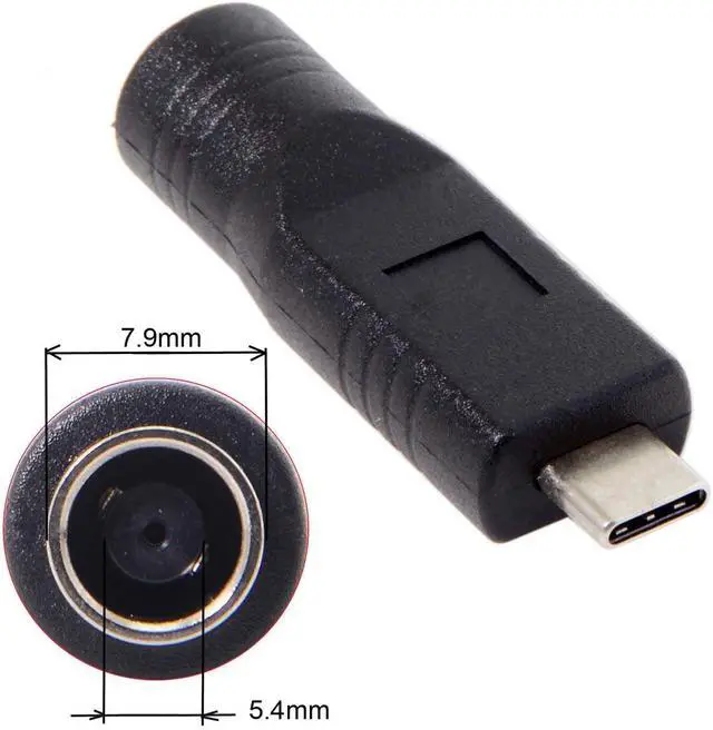 Alt view image 2 of 7 - 7.9x5.4mm DC Jack Input to 65W PD USB-C Type-C Power Plug Charge Adapter for Laptop Phone