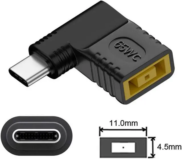 Alt view image 6 of 7 - Rectangle Thinkpad X1 Input to USB-C Type-C Device 5V/9V/15V/20V Angled 90 Degree Plug Power PD 65W Charge Adapter Emulator Trigger Compatible with Laptop Phone