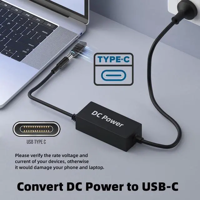 Alt view image 7 of 7 - 7.9x5.4mm DC Jack Input to 65W PD USB-C Type-C Power Plug Charge Adapter for Laptop Phone