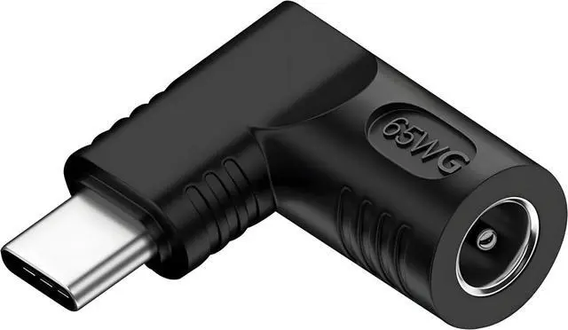 Main image of DC Jack 5.5x2.1mm Input to USB-C Type-C Device 5V/9V/15V/20V Angled 90 Degree Plug Power PD 65W Charge Adapter Emulator Trigger Compatible with Laptop Phone
