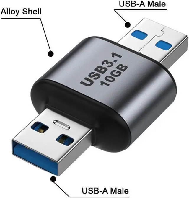 Alt view image 2 of 7 - USB 3.0/3.1 Type A Male Host to USB 3.0/3.1 A Male Device Data Adapter 10Gbps Extension Compatible with Laptop Desktop