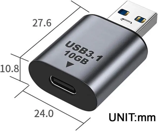 Alt view image 6 of 7 - USB 3.0 A Male Host to USB-C USB 3.1 Type C Female Device Adapter 10Gbps Data Power Compatible with Laptop Tablet Phone