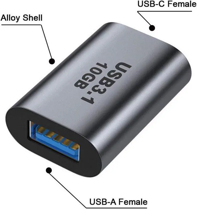 Alt view image 2 of 7 - USB-C USB 3.1 Type C Female Host to USB 3.0 A Female Device Adapter 10Gbps Data Power Compatible with Laptop Tablet Phone