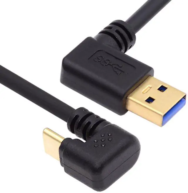 Main image of 90 Degree Left Angled Type-A USB3.0 Male to Type-C USB 3.1 USB-C Opposite U Shape Back Angled Data Cable Compatible with Laptop Tablet Phone Camera (30cm)