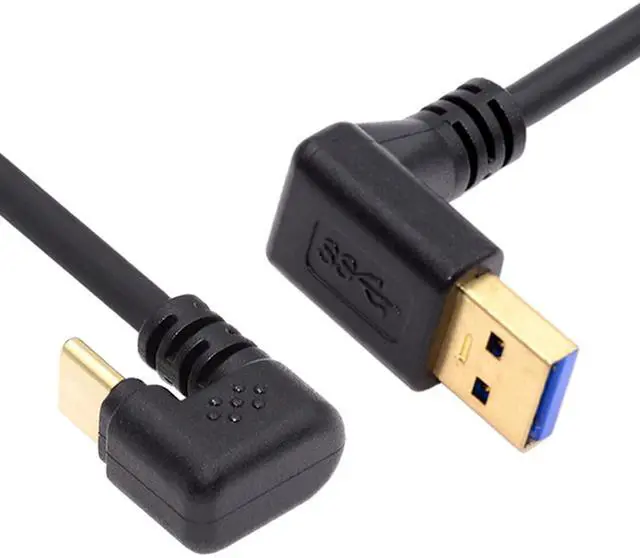 Main image of 90 Degree Down Angled Type-A USB3.0 Male to Type-C USB 3.1 USB-C Opposite U Shape Back Angled Data Cable Compatible with Laptop Tablet Phone Camera (30cm)