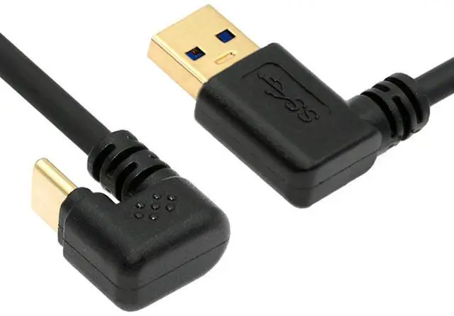 Main image of 90 Degree Right Angled Type-A USB3.0 Male to Type-C USB 3.1 USB-C Opposite U Shape Back Angled Data Cable Compatible with Laptop Tablet Phone Camera (30cm)
