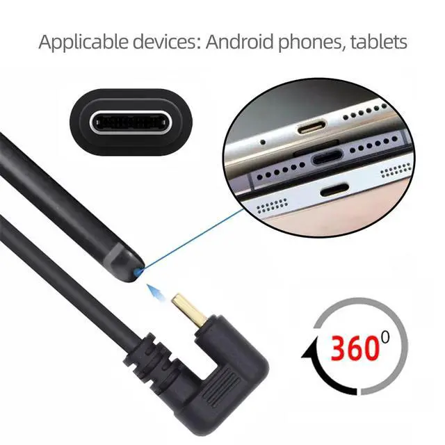 Alt view image 4 of 7 - 90 Degree Down Angled Type-A USB3.0 Male to Type-C USB 3.1 USB-C Opposite U Shape Back Angled Data Cable Compatible with Laptop Tablet Phone Camera (30cm)