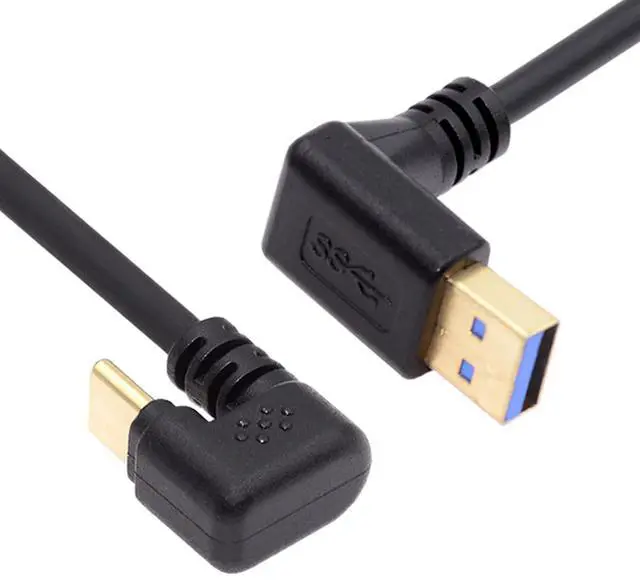 Main image of 90 Degree Up Angled Type-A USB3.0 Male to Type-C USB 3.1 USB-C Opposite U Shape Back Angled Data Cable Compatible with Laptop Tablet Phone Camera (30cm)