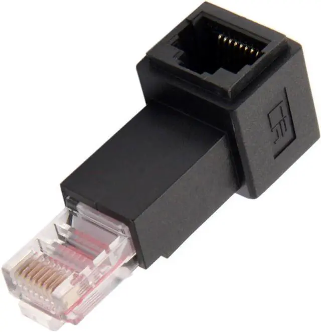 Main image of Up Angled 90 Degree Connector UTP RJ45 Ethernet Adapter Cat6/Cat5/Cat5e Ethernet 8P8C Male to Female Adapter Compatible with Laptops Desktops Routers