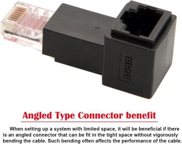 Alt view image 3 of 7 - Up Angled 90 Degree Connector UTP RJ45 Ethernet Adapter Cat6/Cat5/Cat5e Ethernet 8P8C Male to Female Adapter Compatible with Laptops Desktops Routers