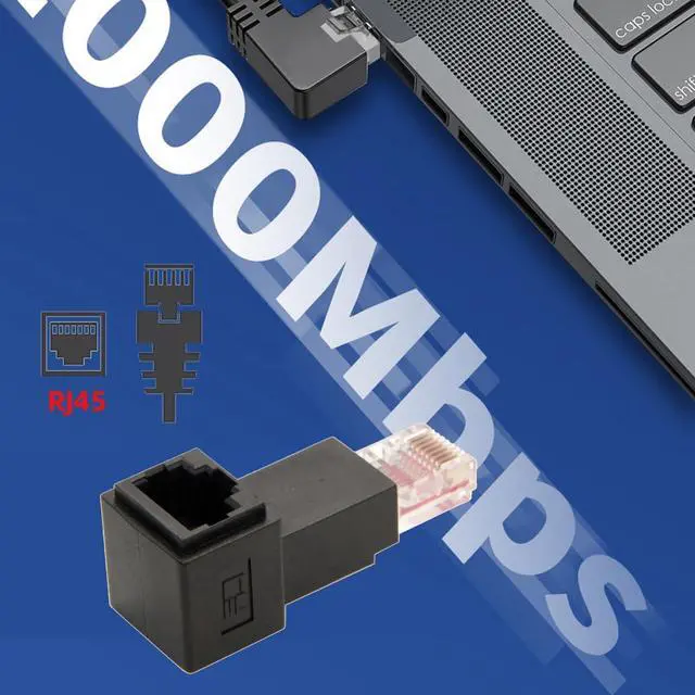 Alt view image 4 of 7 - Up Angled 90 Degree Connector UTP RJ45 Ethernet Adapter Cat6/Cat5/Cat5e Ethernet 8P8C Male to Female Adapter Compatible with Laptops Desktops Routers