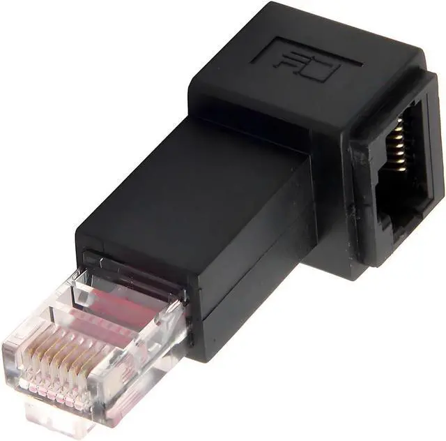Main image of Left Angled 90 Degree Connector UTP RJ45 Ethernet Adapter Cat6/Cat5/Cat5e Ethernet 8P8C Male to Female Adapter Compatible with Laptops Desktops Routers