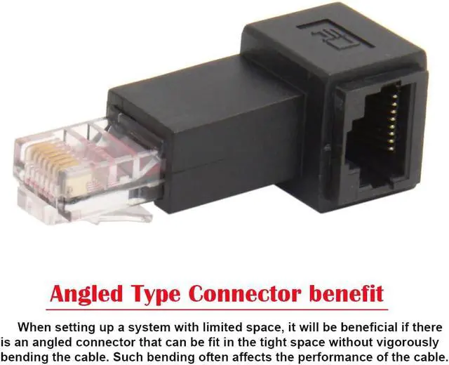 Alt view image 3 of 7 - Left Angled 90 Degree Connector UTP RJ45 Ethernet Adapter Cat6/Cat5/Cat5e Ethernet 8P8C Male to Female Adapter Compatible with Laptops Desktops Routers