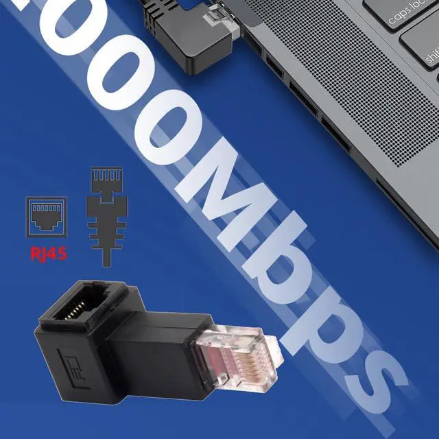Alt view image 4 of 7 - Left Angled 90 Degree Connector UTP RJ45 Ethernet Adapter Cat6/Cat5/Cat5e Ethernet 8P8C Male to Female Adapter Compatible with Laptops Desktops Routers