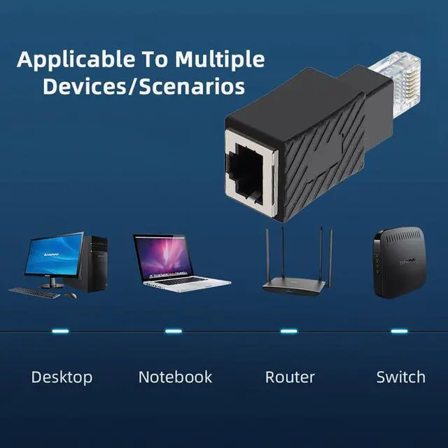 Alt view image 4 of 7 - Straight Type 180 Degree UTP RJ45 Ethernet Adapter Cat6/Cat5/Cat5e Ethernet 8P8C Male to Female Adapter Compatible with Laptops Desktops Routers