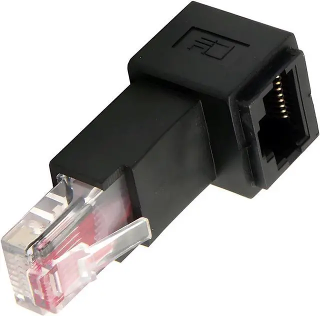 Main image of Down Angled 90 Degree Connector UTP RJ45 Ethernet Adapter Cat6/Cat5/Cat5e Ethernet 8P8C Male to Female Adapter Compatible with Laptops Desktops Routers