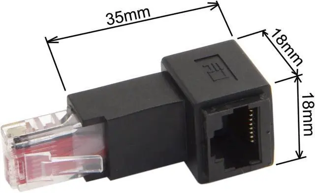 Alt view image 4 of 7 - Down Angled 90 Degree Connector UTP RJ45 Ethernet Adapter Cat6/Cat5/Cat5e Ethernet 8P8C Male to Female Adapter Compatible with Laptops Desktops Routers