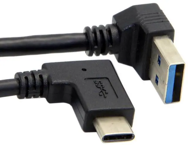 Main image of 90 Degree Down Angled Type-A USB3.0 Male to Type-C USB 3.1 USB-C Left Right Angled Data Cable Compatible with Laptop Tablet Phone Camera (30cm)