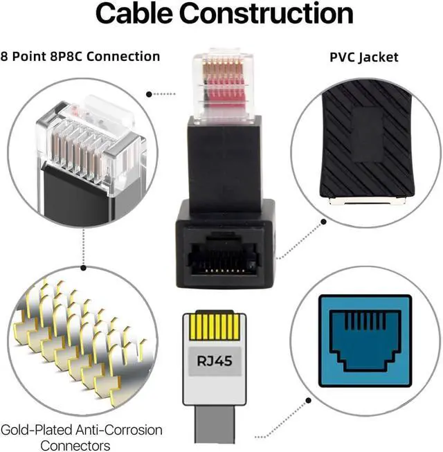 Alt view image 2 of 7 - Up Angled 90 Degree Connector UTP RJ45 Ethernet Adapter Cat6/Cat5/Cat5e Ethernet 8P8C Male to Female Adapter Compatible with Laptops Desktops Routers