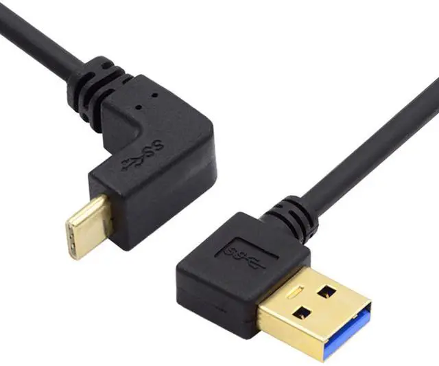 Main image of 90 Degree Left Angled Type-A USB3.0 Male to Type-C USB 3.1 USB-C Down Up Angled Data Cable Compatible with Laptop Tablet Phone Camera (100cm)
