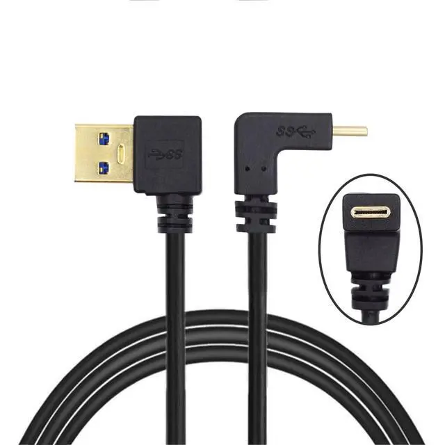 Alt view image 2 of 7 - 90 Degree Left Angled Type-A USB3.0 Male to Type-C USB 3.1 USB-C Down Up Angled Data Cable Compatible with Laptop Tablet Phone Camera (100cm)