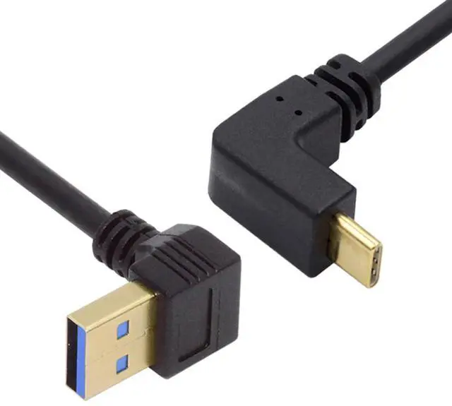 Main image of 90 Degree Up Angled Type-A USB3.0 Male to Type-C USB 3.1 USB-C Down Up Angled Data Cable Compatible with Laptop Tablet Phone Camera (100cm)