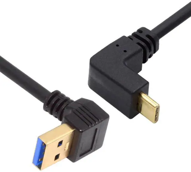 Main image of 90 Degree Down Angled Type-A USB3.0 Male to Type-C USB 3.1 USB-C Down Up Angled Data Cable Compatible with Laptop Tablet Phone Camera (100cm)