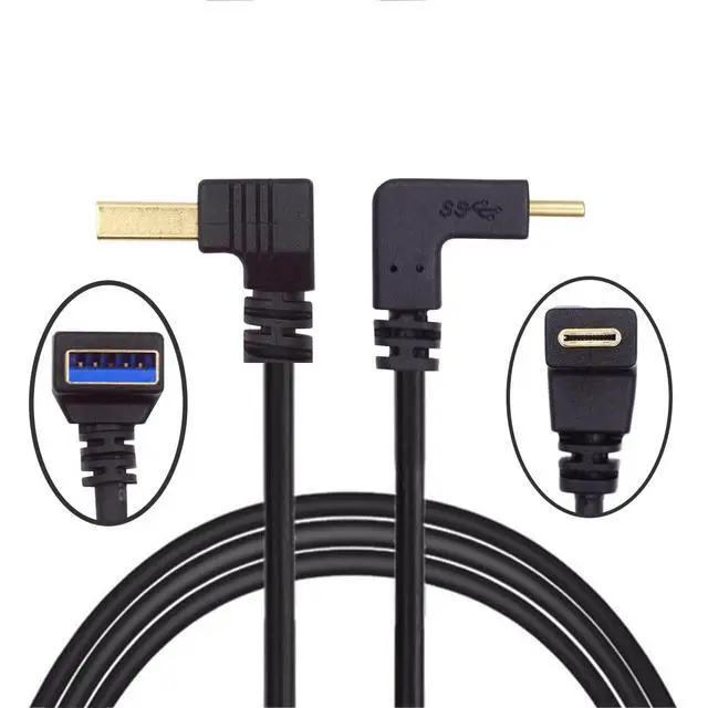 Alt view image 2 of 7 - 90 Degree Down Angled Type-A USB3.0 Male to Type-C USB 3.1 USB-C Down Up Angled Data Cable Compatible with Laptop Tablet Phone Camera (100cm)
