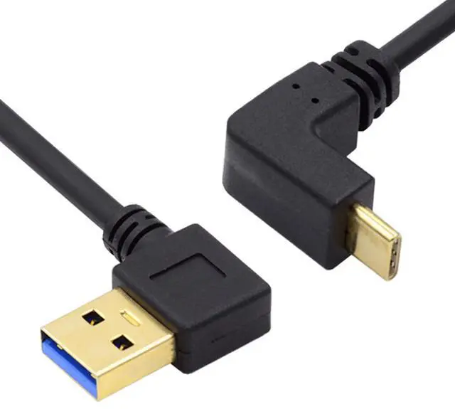 Main image of 90 Degree Right Angled Type-A USB3.0 Male to Type-C USB 3.1 USB-C Down Up Angled Data Cable Compatible with Laptop Tablet Phone Camera (100cm)
