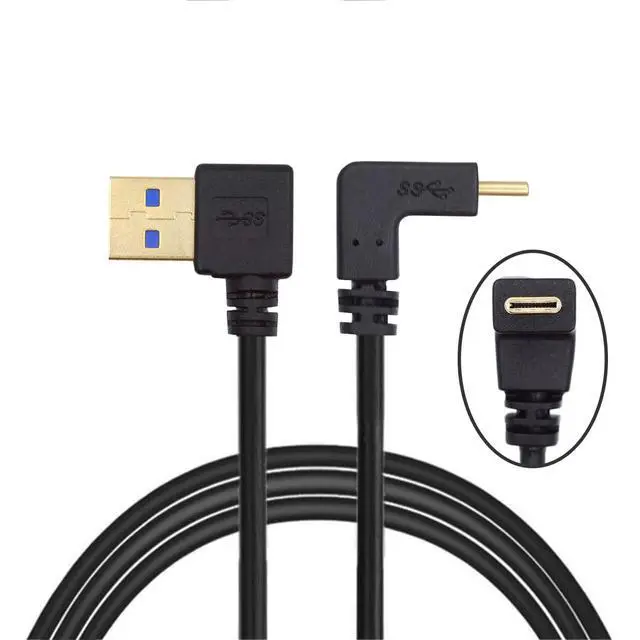 Alt view image 2 of 7 - 90 Degree Right Angled Type-A USB3.0 Male to Type-C USB 3.1 USB-C Down Up Angled Data Cable Compatible with Laptop Tablet Phone Camera (100cm)