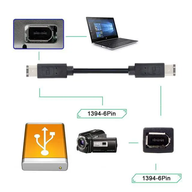 Alt view image 4 of 7 - IEEE 1394 6Pin Male to 1394a 6Pin Male Extension Firewire Cable Compatible with Data Video Capture Card 400Mbps to 400Mbps 180cm