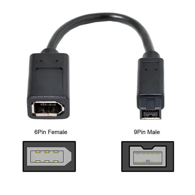 Alt view image 4 of 7 - IEEE 1394b 9Pin Male to 1394a 6Pin Female Extension Firewire Cable Compatible with Data Video Capture Card 800Mbps to 400Mbps 20cm