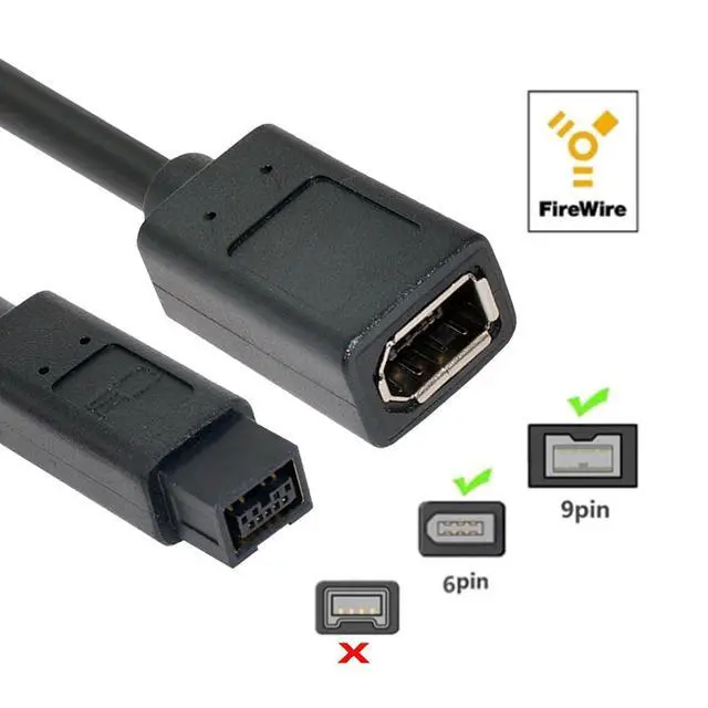 Alt view image 3 of 7 - IEEE 1394b 9Pin Male to 1394a 6Pin Female Extension Firewire Cable Compatible with Data Video Capture Card 800Mbps to 400Mbps 20cm