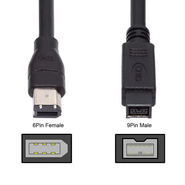 Alt view image 3 of 7 - IEEE 1394b 9Pin Male to 1394a 6Pin Male Extension Firewire Cable Compatible with Data Video Capture Card 800Mbps to 400Mbps 180cm