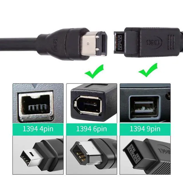 Alt view image 5 of 7 - IEEE 1394b 9Pin Male to 1394a 6Pin Male Extension Firewire Cable Compatible with Data Video Capture Card 800Mbps to 400Mbps 180cm