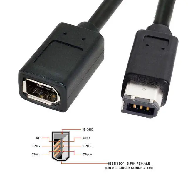 Alt view image 2 of 7 - IEEE 1394 6Pin Male to 1394a 6Pin Female Extension Firewire Cable Compatible with Data Video Capture Card 400Mbps to 400Mbps 20cm