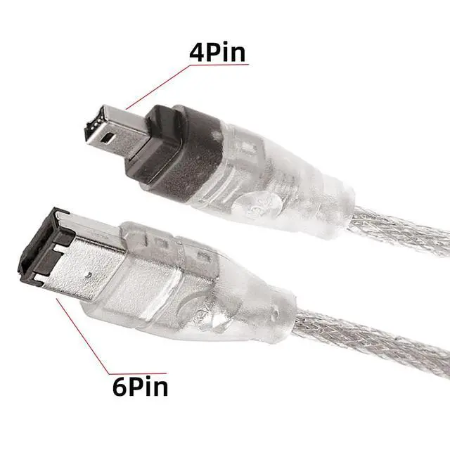 Alt view image 4 of 7 - IEEE 1394 6Pin Male to 1394a 4Pin Male Extension Firewire Cable Compatible with Data Video Capture Card 400Mbps to 400Mbps 120cm