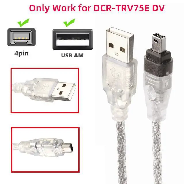 Alt view image 3 of 7 - IEEE 1394 4Pin Male to USB Type-A Male Extension Firewire Cable Only Compatible with Data Video Capture DCR-TRV75E DV 100cm