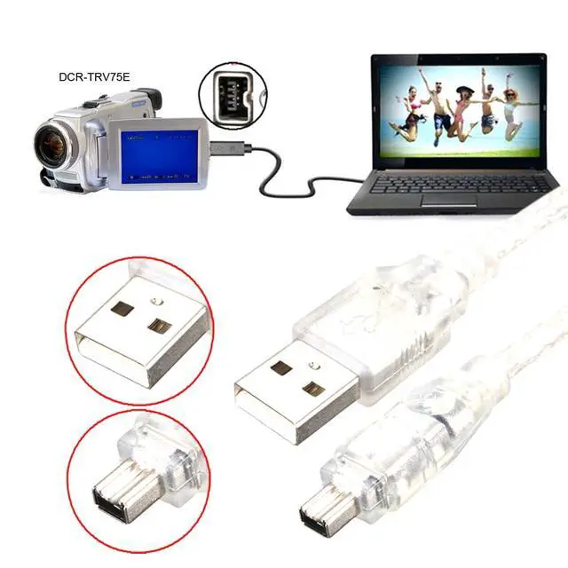 Alt view image 2 of 7 - IEEE 1394 4Pin Male to USB Type-A Male Extension Firewire Cable Only Compatible with Data Video Capture DCR-TRV75E DV 100cm