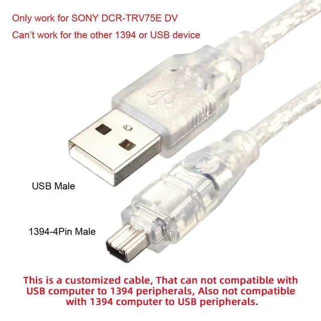 Alt view image 4 of 7 - IEEE 1394 4Pin Male to USB Type-A Male Extension Firewire Cable Only Compatible with Data Video Capture DCR-TRV75E DV 100cm