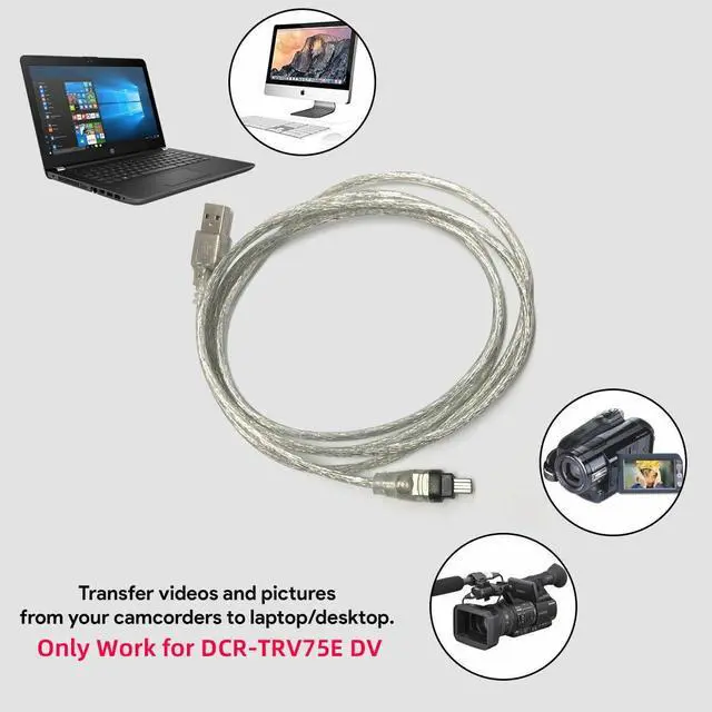 Alt view image 6 of 7 - IEEE 1394 4Pin Male to USB Type-A Male Extension Firewire Cable Only Compatible with Data Video Capture DCR-TRV75E DV 100cm