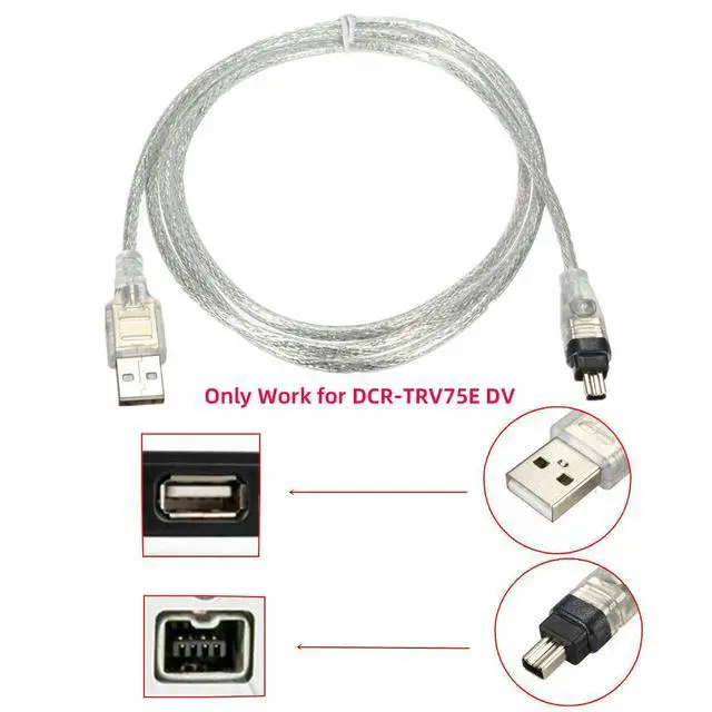 Alt view image 7 of 7 - IEEE 1394 4Pin Male to USB Type-A Male Extension Firewire Cable Only Compatible with Data Video Capture DCR-TRV75E DV 100cm