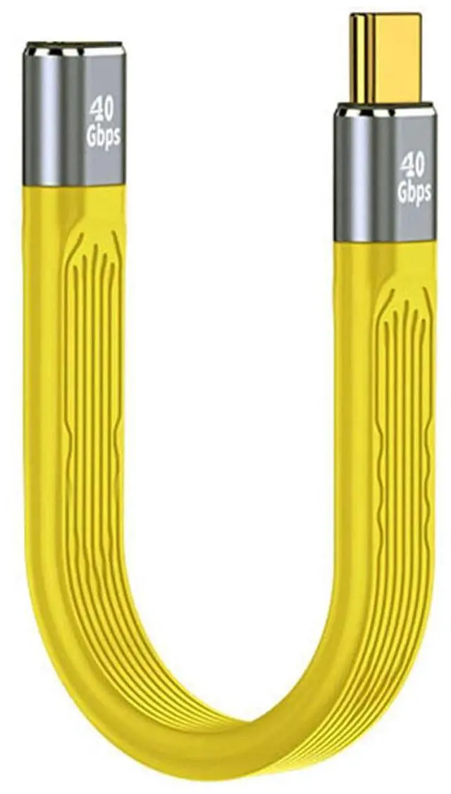 Main image of USB4 USB-C Extension Cable Type-C Slim Flat Male to Female 40Gbps with 100W Charging and 8K@60Hz Compatible with Thunderbolt3/4 (Yellow 100W)