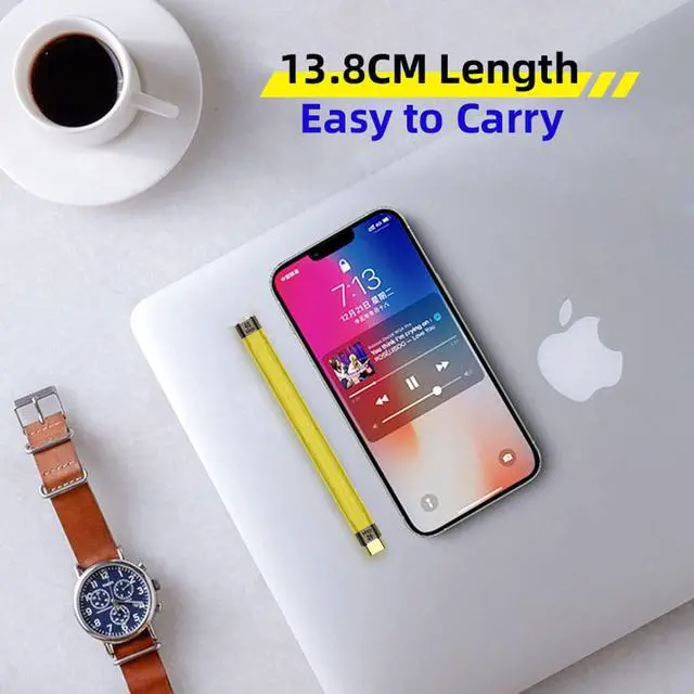Alt view image 2 of 7 - USB4 USB-C Extension Cable Type-C Slim Flat Male to Female 40Gbps with 100W Charging and 8K@60Hz Compatible with Thunderbolt3/4 (Yellow 100W)