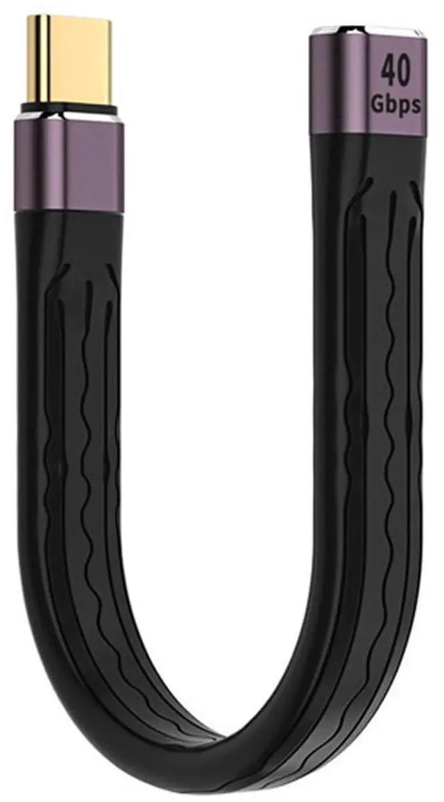 Main image of USB4 USB-C Extension Cable Type-C Slim Flat Male to Female 40Gbps with 100W Charging and 8K@60Hz Compatible with Thunderbolt3/4 (Black 100W)