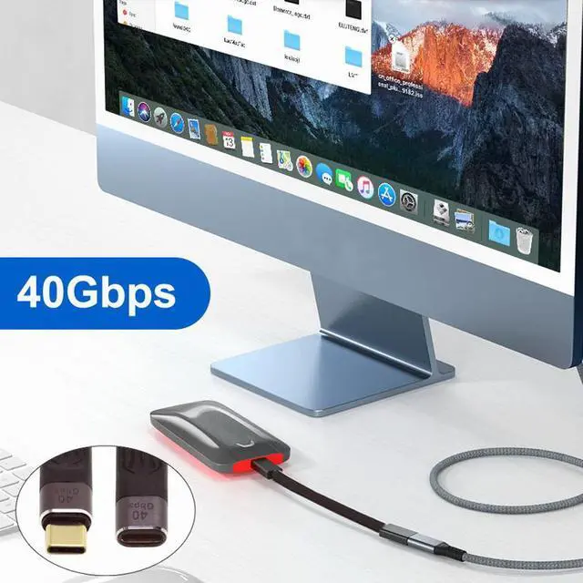 Alt view image 2 of 7 - USB4 USB-C Extension Cable Type-C Slim Flat Male to Female 40Gbps with 100W Charging and 8K@60Hz Compatible with Thunderbolt3/4 (Black 100W)